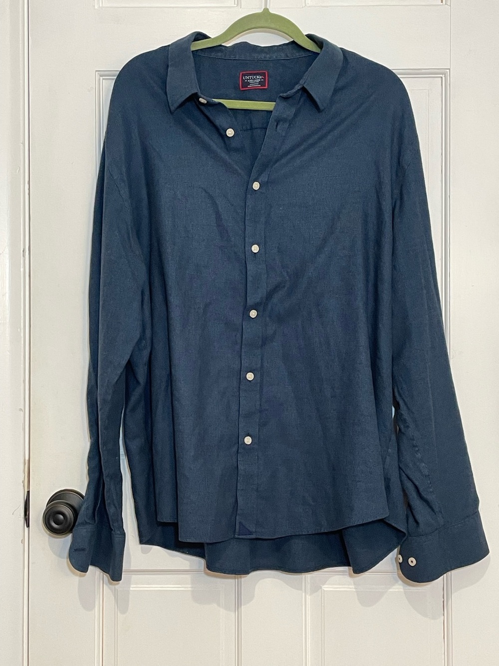 UNTUCKit Men's XXXL Blue Long Sleeve Button Down Shirt Wrinkle Free Cotton 3XL